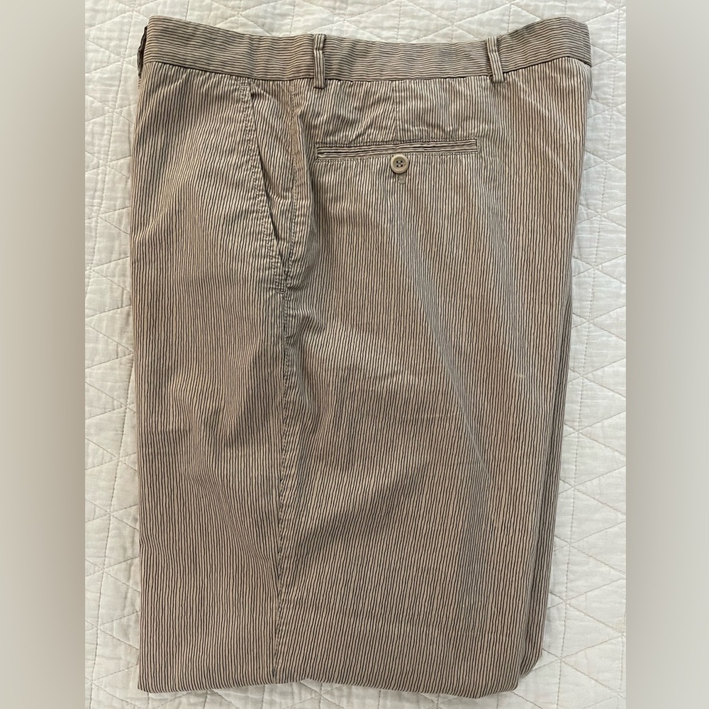 ARMANI COLLEZIONI Free Hand Stripe Print Flat‎ Front Cotton Trouser Size 36 $395